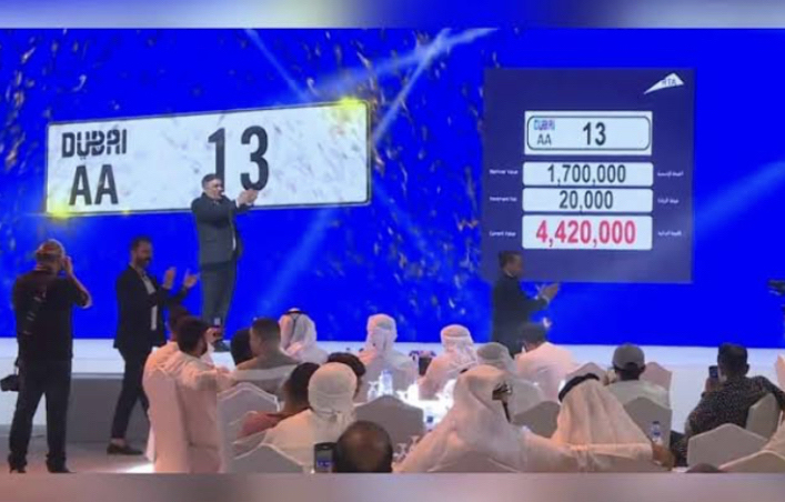 AA 13 Dubai number plate sold for $1.2million at auction